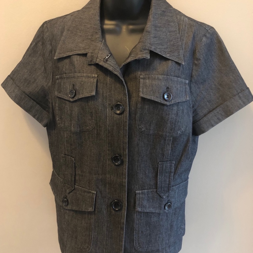 Sandro Dark Blue Short Sleeve Jacket Shirt Top L